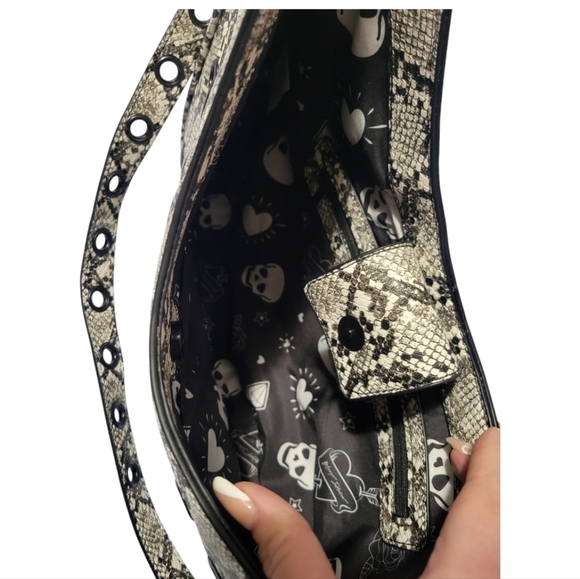 Betsey Johnson 🐍 Crescent Shoulder Bag & Matching Wallet | Python Snake Print - Picture 7 of 12